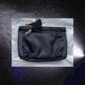 Black Silk Clutch Bag w/Zip Tassels